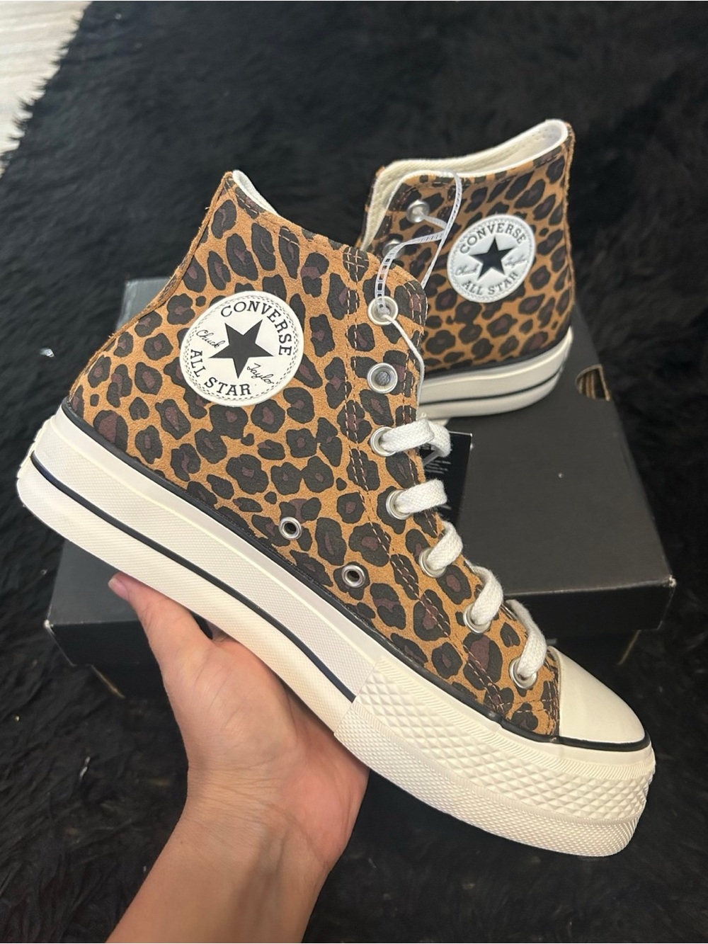 CONVERSE Ctas Lift Platform leopard suede shoes sneakers women’s 7.5 new